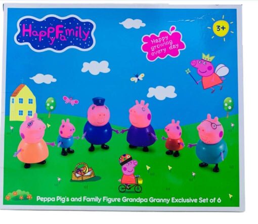 PEPPA PIG & Family Play 6 Figure Set GRANDPA GRANNY George *NEW* 